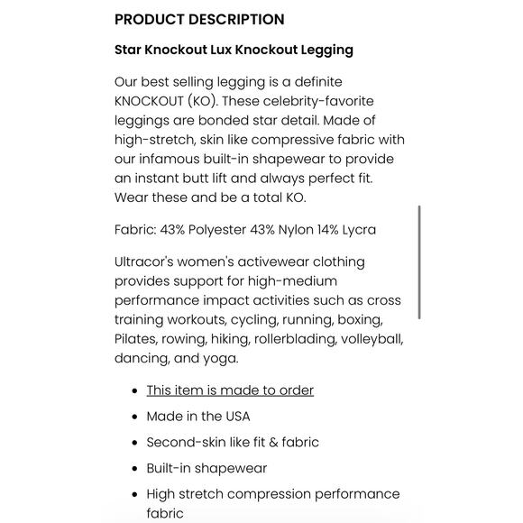 Ultracor Lux Essentials Gold Star Knockout Ultra High Black Active Leggings XS - Picture 9 of 9